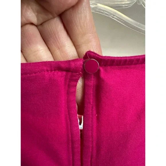 Lands End Womens Pink Mixed Media High Low Short Sleeve Peplum Top S 6-8 - Picture 3 of 7